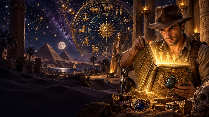 Book of Dead reimagined with golden zodiac symbols and a mystical night sky