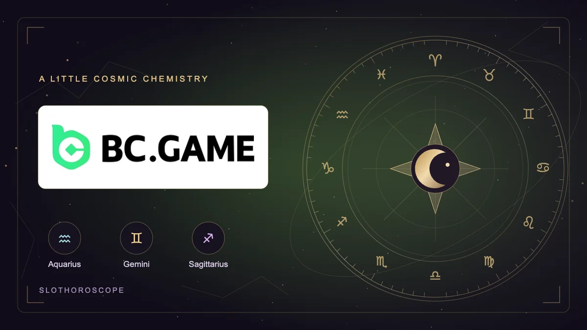 BC.GAME real logo with a golden celestial wheel and its zodiac matches