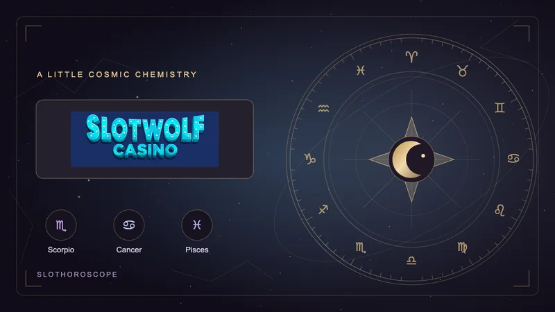 SlotWolf logo in a mystical zodiac frame