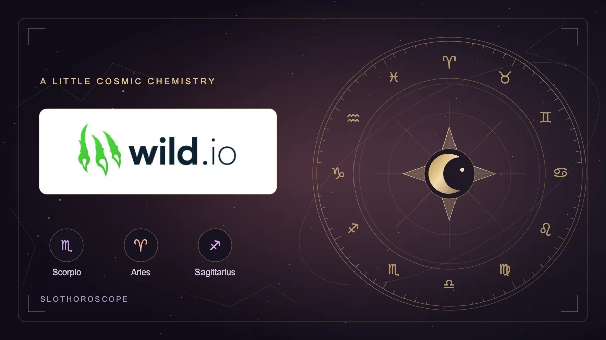 Wild.io real logo with a golden celestial wheel and its zodiac matches